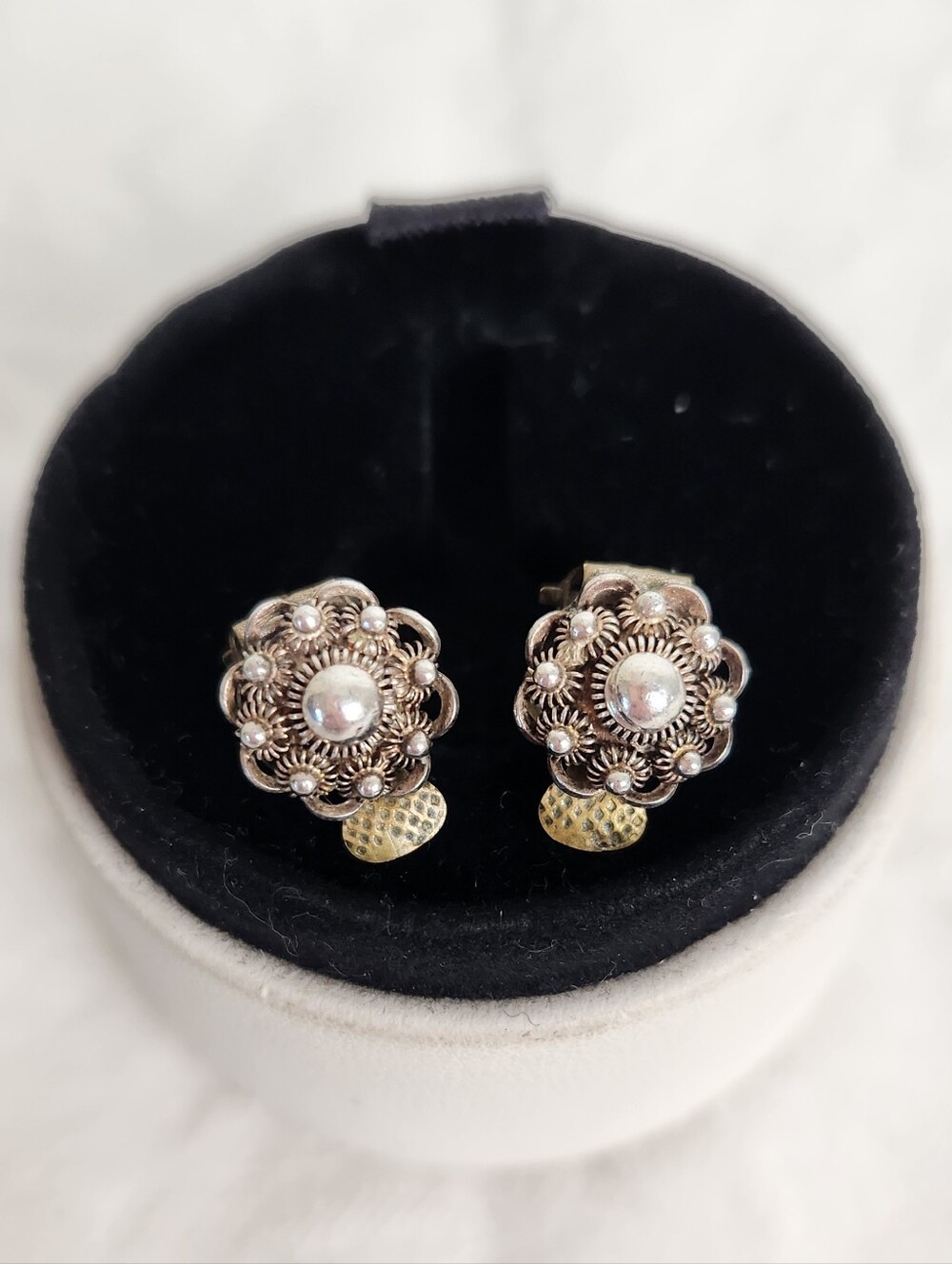 Antique Silver Dutch Button Earrings